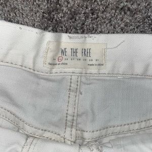 White button up jean shorts